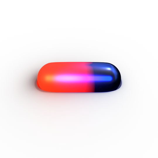 Abstract 3D illustration of temperature. Capsule shape glowing hot on the left, cool on the right.