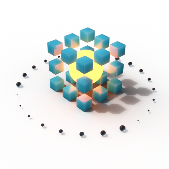 Abstract 3D illustration of 6 DoF tracking of VR systems.